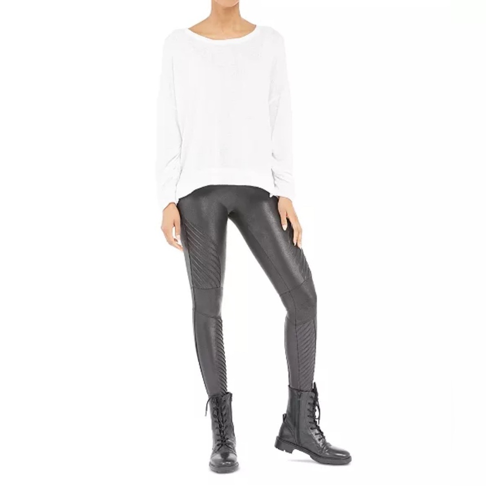 Spanx Faux Leather Moto Leggings- Medium